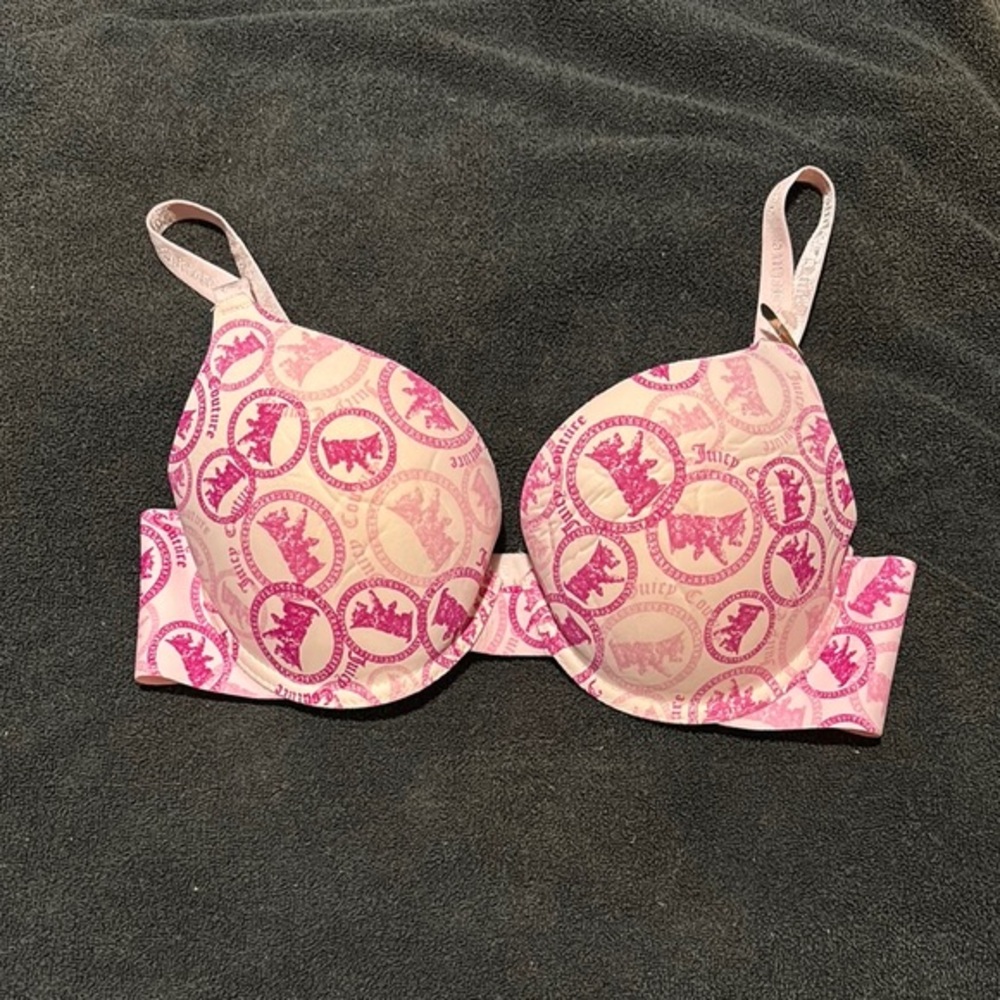 NEW Juicy Couture Pink Patterned Juicy Bra Size 38C